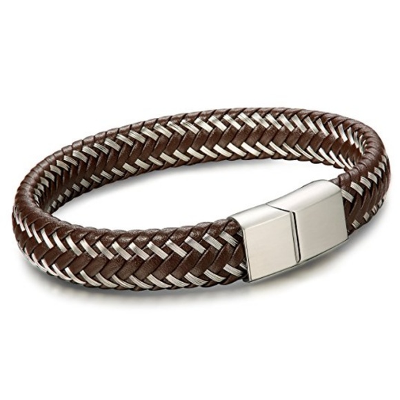 New Stylish Men Braided Leather Bracelet Bangle - Picture 4 of 5